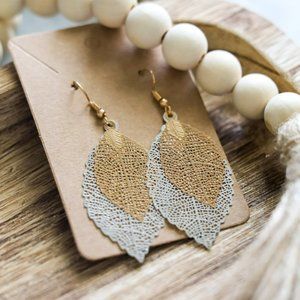 Double Leaf Earrings - Multiple Colors
